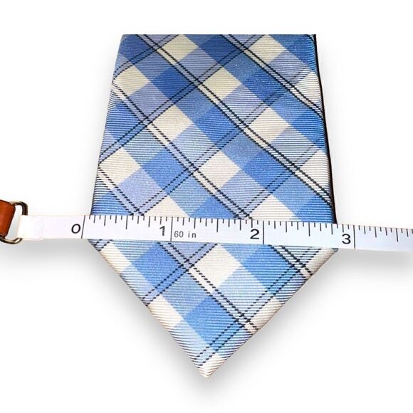 Tommy Hilfiger Blue & White Check Handmade Silk Neck Tie - Picture 2 of 5